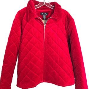 Denim & Co Women's Coat Medium M Red Puffer Misses Size 8 10 Jacket